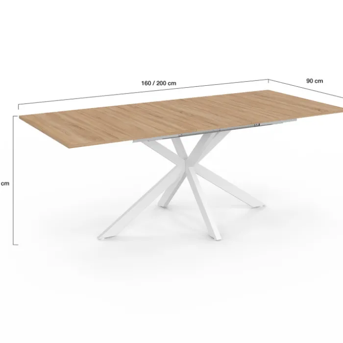 Table à manger extensible rectangulaire bois et blanc