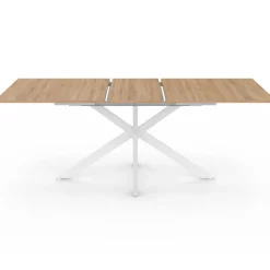 Table à manger extensible rectangulaire bois et blanc
