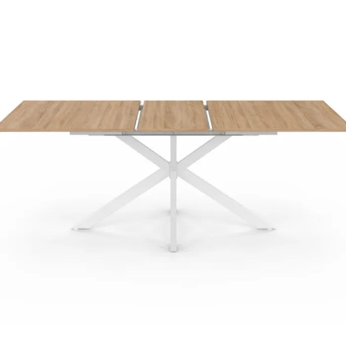 Table à manger extensible rectangulaire bois et blanc