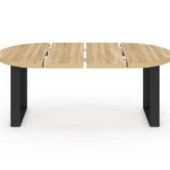 Table à manger extensible ronde 4-10 personnes bois et noir 110-200 cm