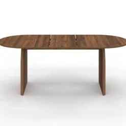 Table à manger extensible ovale japandi 160-200 cm pour 6 à 10 personnes en noyer