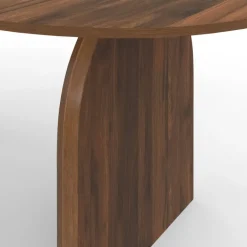 Table à manger extensible ovale japandi 160-200 cm pour 6 à 10 personnes en noyer