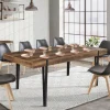 Table à manger extensible en bois pieds épingle noir 8-12 personnes 200-240 cm
