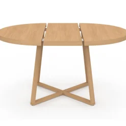 Table à manger extensible ronde 4-8 personnes bois effet hêtre 110-150 cm