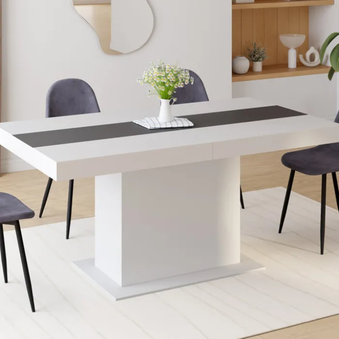 Table à manger extensible rectangle blanche 160x200 cm