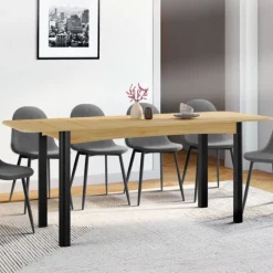 Table à manger extensible rectangulaire bois et noir