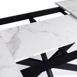 Table à manger extensible effet marbre blanc