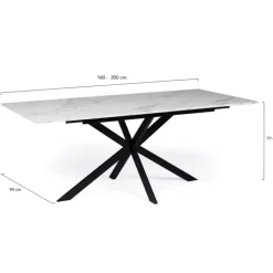 Table à manger extensible effet marbre blanc
