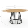 Table à manger extensible ronde 110-150 cm 4-8 personnes bois et pied filaire noir