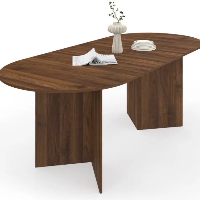 Table à manger extensible ovale 6-10 personnes en noyer