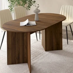 Table à manger extensible ovale 6-10 personnes en noyer