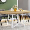 Table à manger extensible ronde 4-8 personnes bois et blanc 110-150 cm