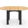 Table à manger extensible ronde 4-8 personnes noire plateau façon hêtre 110-150 cm