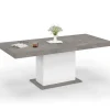 Table à manger extensible béton et blanc 6-10 personnes 160-200 cm