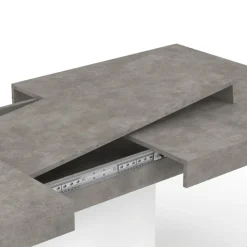 Table à manger extensible béton et blanc 6-10 personnes 160-200 cm