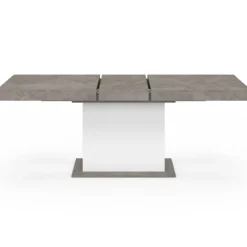 Table à manger extensible béton et blanc 6-10 personnes 160-200 cm