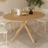 Table à manger extensible ronde 4-8 personnes pied araignée bois effet hêtre 110-150 cm