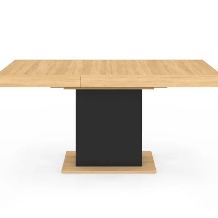 Table à manger extensible rectangle 4-6 personnes bois et noir 120-160 cm