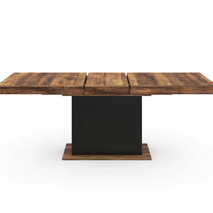 Table à manger extensible rectangle bois foncé et noir