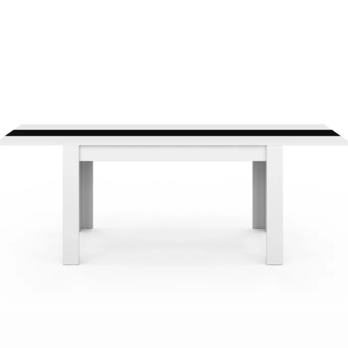 Table à manger extensible rectangle blanche et noire 6-10 personnes 140-220 cm
