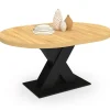 Table à manger extensible ronde 4-8 personnes bois et noir 110 - 150cm