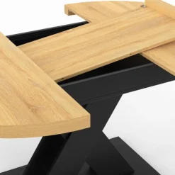 Table à manger extensible ronde 4-8 personnes bois et noir 110 - 150cm