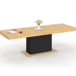 Table à manger extensible bois et noir : 8-12 personnes