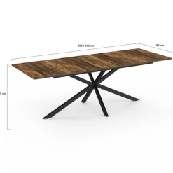 Table à manger extensible rectangle pied araignée noir