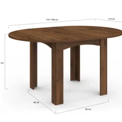 Table à manger extensible ronde 4-8 personnes noyer 110-150 cm