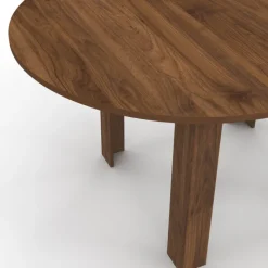 Table à manger extensible ronde 4-8 personnes noyer 110-150 cm