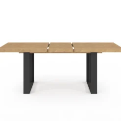Table à manger extensible rectangulaire effet chevrons et noir