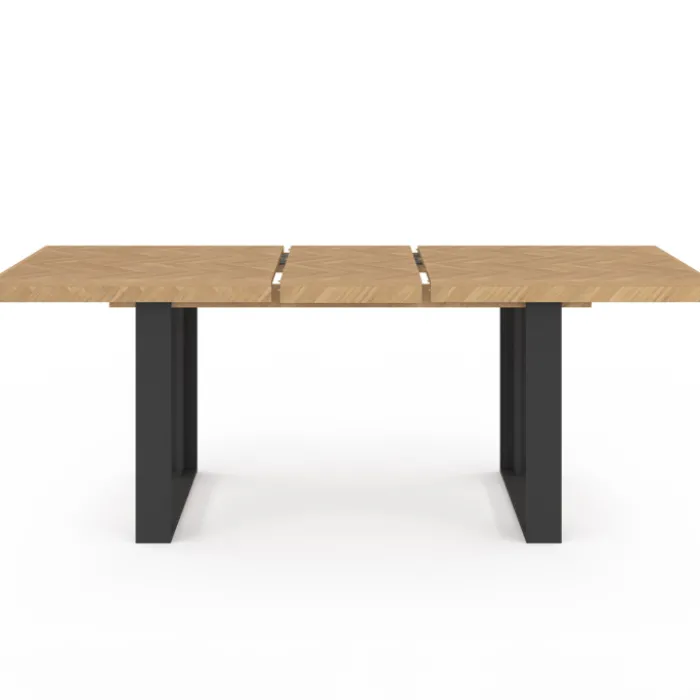 Table à manger extensible rectangulaire effet chevrons et noir