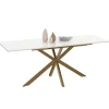 Table à manger extensible rectangulaire de 160-200 cm pour 6 à 10 personnes à effet marbre