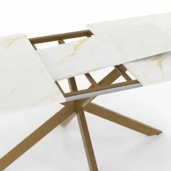 Table à manger extensible rectangulaire de 160-200 cm pour 6 à 10 personnes à effet marbre