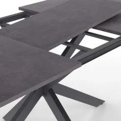 Table à manger extensible 6 à 10 personnes avec plateau effet béton pied araignée