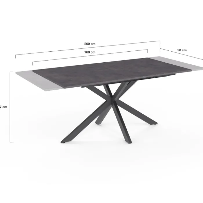 Table à manger extensible 6 à 10 personnes avec plateau effet béton pied araignée