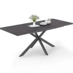 Table à manger extensible 6 à 10 personnes avec plateau effet béton pied araignée