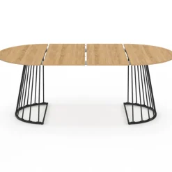 Table à manger extensible ronde 4-10 personnes bois et noir 110 - 200 cm