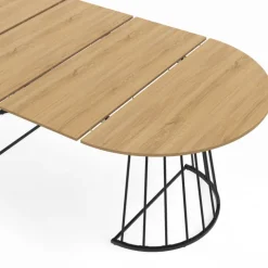 Table à manger extensible ronde 4-10 personnes bois et noir 110 - 200 cm