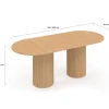 Table à manger extensible ovale 6-10 personnes pieds cylindriques effet lattes 160-200 cm
