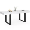 Table à manger extensible rectangulaire 200 cm pour 8 personnes effet marbre et noir