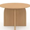 Table à manger fixe ronde 6 personnes bois effet hêtre 110 cm