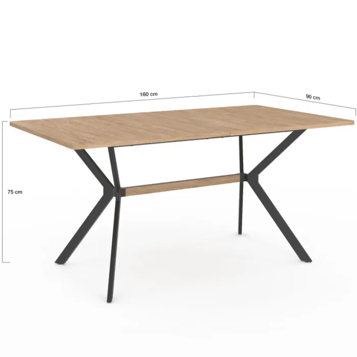 Table à manger industrielle rectangulaire bois et noir