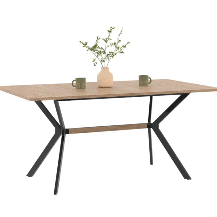 Table à manger industrielle rectangulaire bois et noir