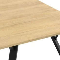 Table à manger industrielle bois et noir 8 personnes 160 cm