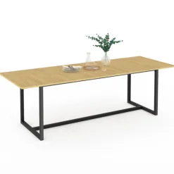 Table à manger industrielle extensible bois et métal 8-12 personnes