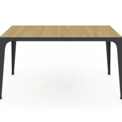 Table à manger industrielle bois et noir 8 personnes
