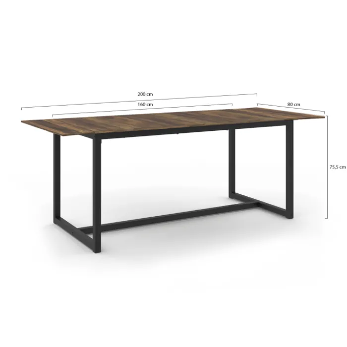 Table à manger industrielle rectangle extensible 6-10 personnes