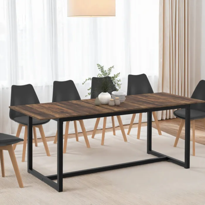 Table à manger industrielle rectangle extensible 6-10 personnes