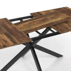 Table à manger industrielle extensible 6-10 personnes bois foncé 160-200 cm